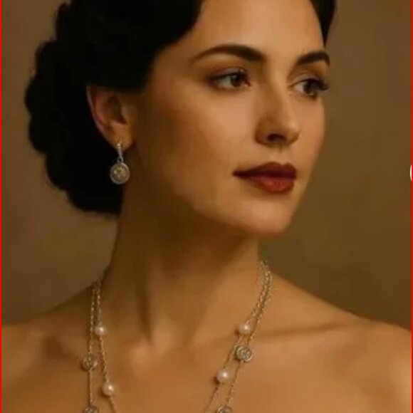 Tiffany & Co 34" Pearl Necklace Nature Rose Sterling Silver with Case RARE - Picture 2 of 3